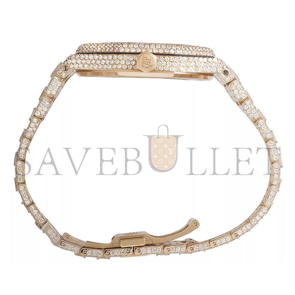 audemars P*g*et 18k rose gold royal oak 41mm diamond watch 15400or.oo.1220or.02
